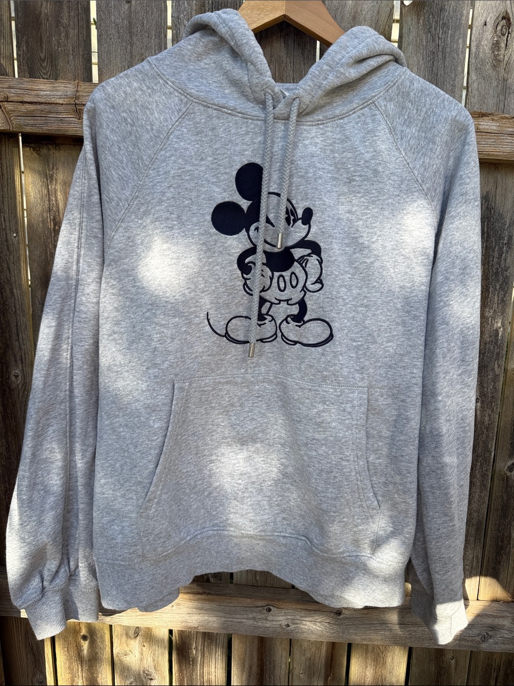 Gray Pullover Hoodie with Black Mickey Graphic